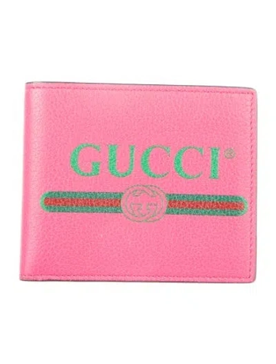 Pre-owned Gucci Web Accent Leather Bifold Wallet In Pink