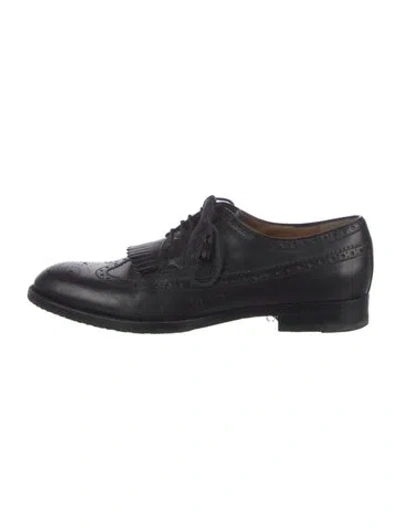 Pre-owned Gucci Web Accent Leather Brogues In Black