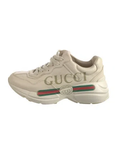 Pre-owned Gucci Web Accent Leather Chunky Sneakers In Neutral
