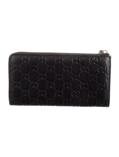 Pre-owned Gucci Web Accent Leather Continental Wallet In Brown