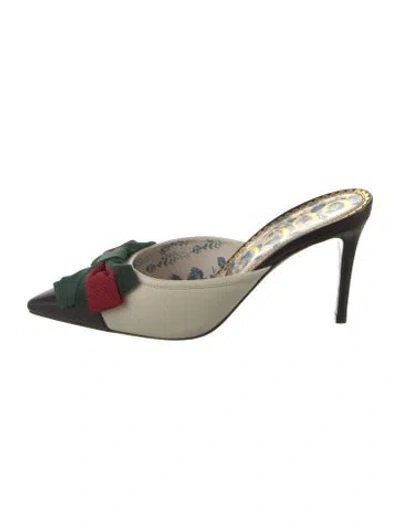 Pre-owned Gucci Web Accent Leather Mules In Multi