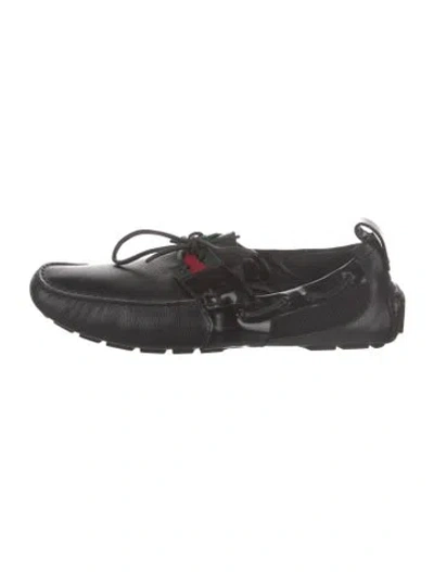 Pre-owned Gucci Web Accent Leather Oxfords In Multi