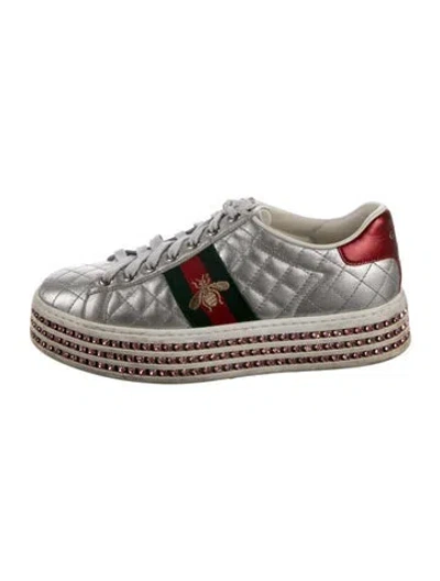 Pre-owned Gucci Web Accent Leather Sneakers