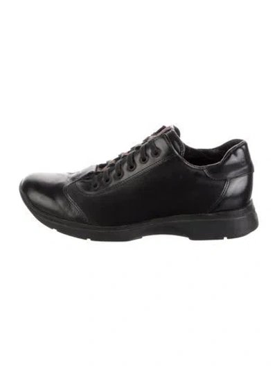 Pre-owned Gucci Web Accent Leather Sneakers In Black