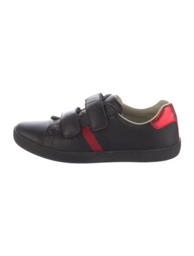 Pre-owned Gucci Web Accent Leather Sneakers In Blue