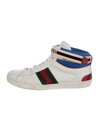 Pre-owned Gucci Web Accent Leather Sneakers In Multi