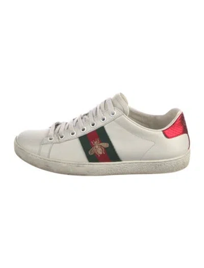 Pre-owned Gucci Web Accent Leather Sneakers In Multi