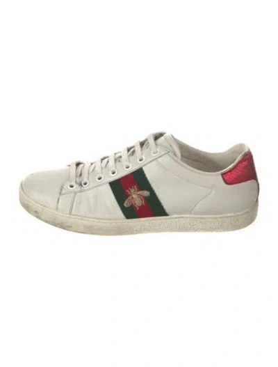 Pre-owned Gucci Web Accent Leather Sneakers In Multi