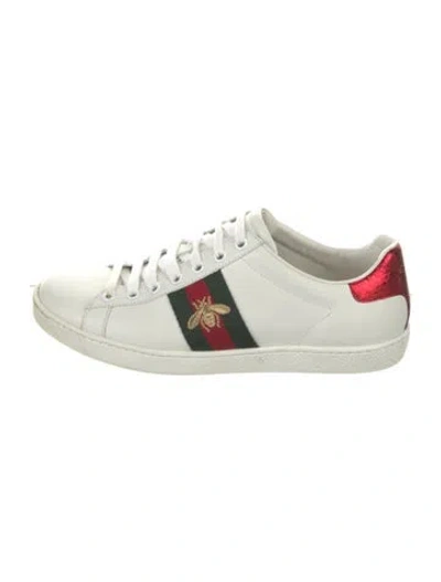 Pre-owned Gucci Web Accent Leather Sneakers In Multi