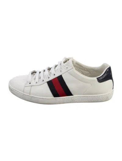 Pre-owned Gucci Web Accent Leather Sneakers In Multi
