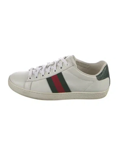 Pre-owned Gucci Web Accent Leather Sneakers In Multi
