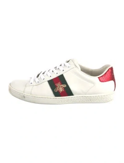 Pre-owned Gucci Web Accent Leather Sneakers In Multi