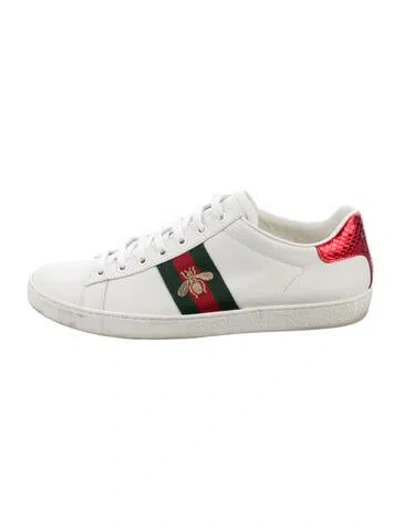 Pre-owned Gucci Web Accent Leather Sneakers In Multi