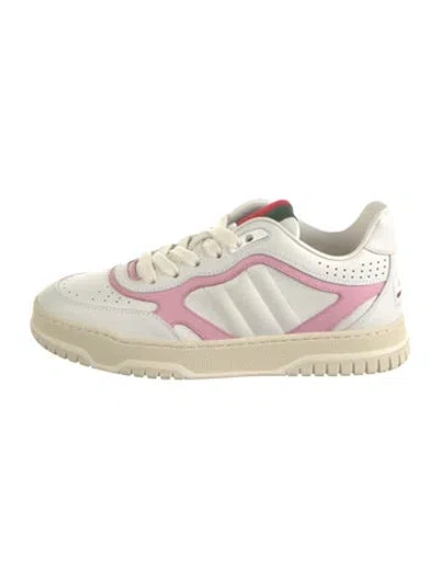 Pre-owned Gucci Web Accent Leather Sneakers In Neutrals