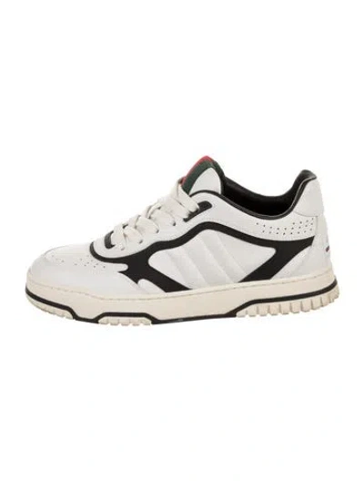 Pre-owned Gucci Web Accent Leather Sneakers In White