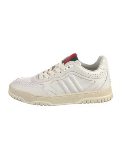 Pre-owned Gucci Web Accent Leather Sneakers In White