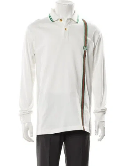 Pre-owned Gucci Web Accent Long Sleeve Shirt In White