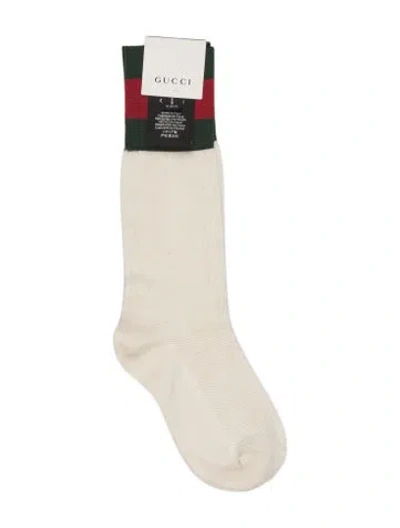 Pre-owned Gucci Web Accent Mid-crew Socks In Neutrals