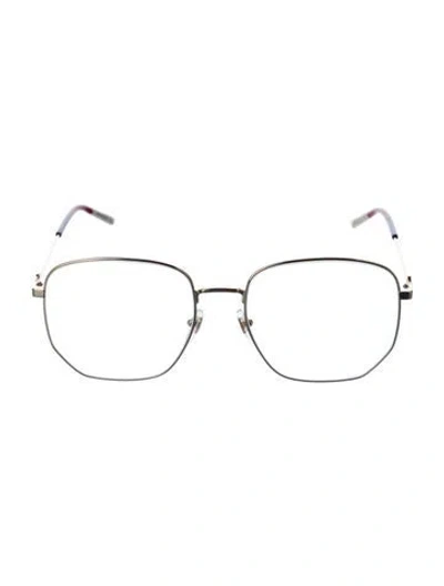 Pre-owned Gucci Web Accent Oversize Eyeglasses In Gold