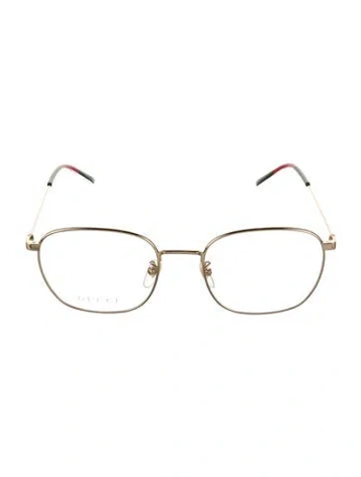 Pre-owned Gucci Web Accent Oversize Eyeglasses W/ Tags In Gold
