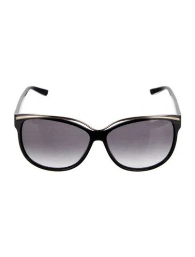 Pre-owned Gucci Web Accent Oversize Sunglasses In Black