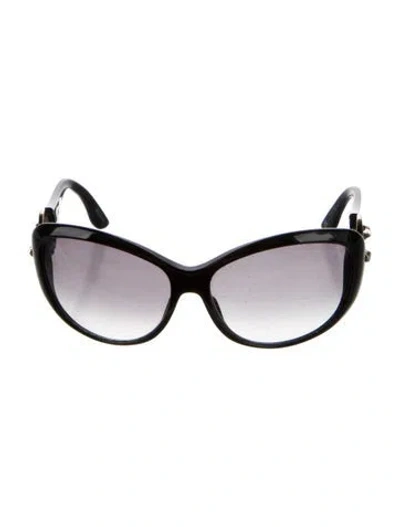 Pre-owned Gucci Web Accent Oversize Sunglasses In Black