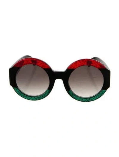 Pre-owned Gucci Web Accent Oversize Sunglasses In Black