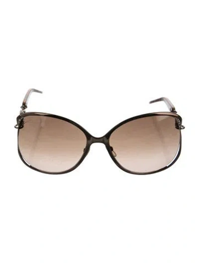 Pre-owned Gucci Web Accent Oversize Sunglasses In Brown