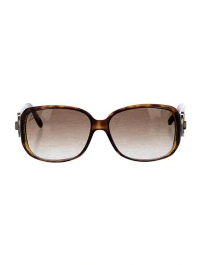 Pre-owned Gucci Web Accent Oversize Sunglasses In Brown