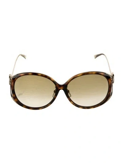 Pre-owned Gucci Web Accent Oversize Sunglasses In Brown