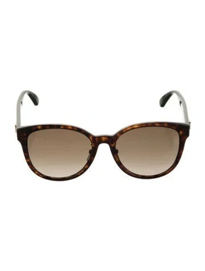 Pre-owned Gucci Web Accent Oversize Sunglasses In Brown