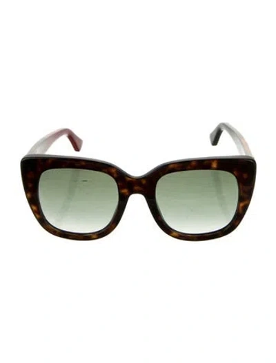 Pre-owned Gucci Web Accent Oversize Sunglasses In Brown