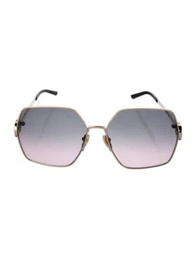 Pre-owned Gucci Web Accent Oversize Sunglasses In Gold