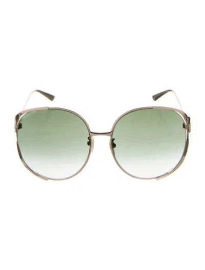 Pre-owned Gucci Web Accent Oversize Sunglasses In Gold