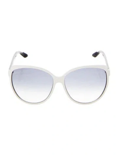 Pre-owned Gucci Web Accent Oversize Sunglasses In White