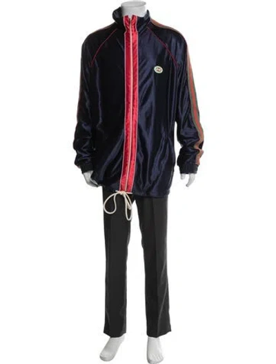 Pre-owned Gucci Web Accent Parka In Blue