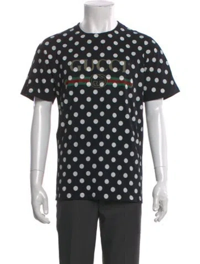 Pre-owned Gucci Web Accent Polka Dot Print T-shirt In Black