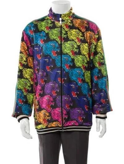 Pre-owned Gucci Web Accent Printed Windbreaker In Multi