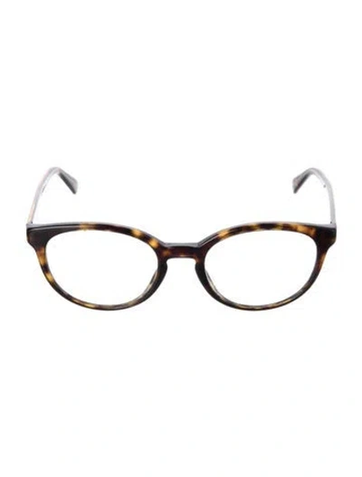 Pre-owned Gucci Web Accent Round Eyeglasses In Brown