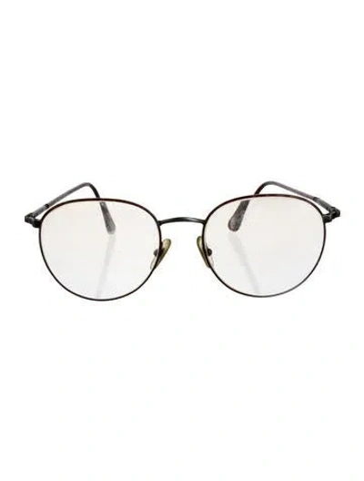 Pre-owned Gucci Web Accent Round Eyeglasses In Silver