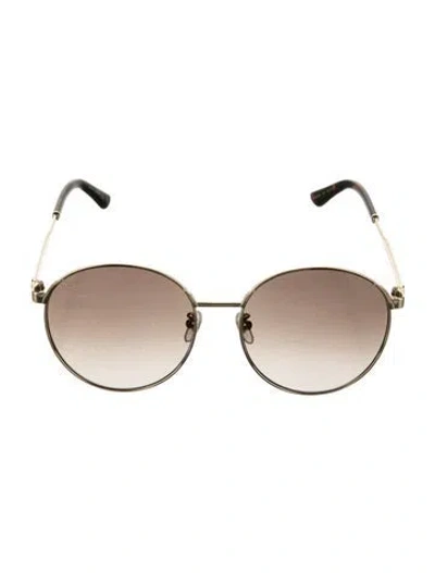 Pre-owned Gucci Web Accent Round Sunglasses In Brown