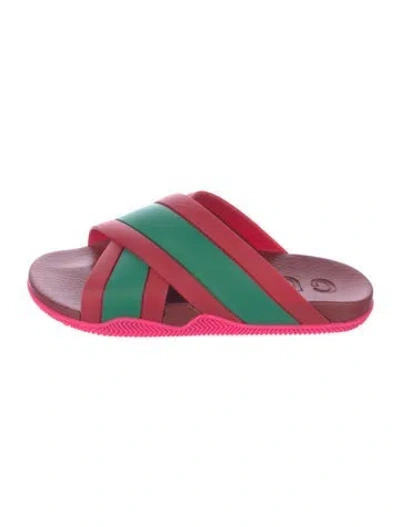 Pre-owned Gucci Web Accent Rubber Flats In Red