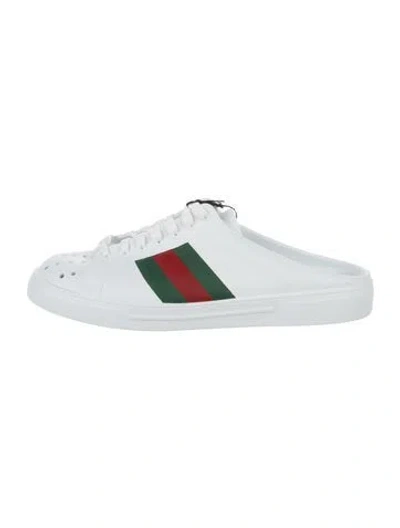 Pre-owned Gucci Web Accent Rubber Slides In Blue