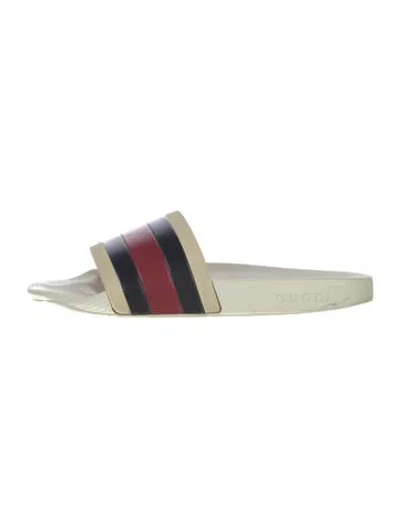 Pre-owned Gucci Web Accent Rubber Slides In Multi