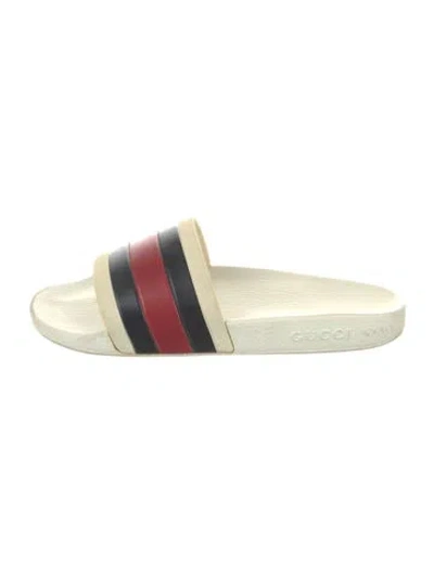 Pre-owned Gucci Web Accent Rubber Slides In Multi