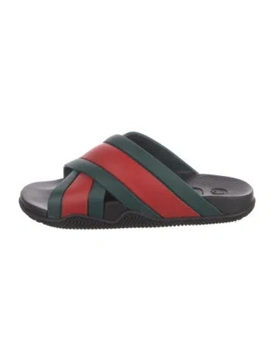 Pre-owned Gucci Web Accent Rubber Slides In Multi