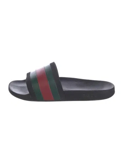 Pre-owned Gucci Web Accent Rubber Slides In Multi