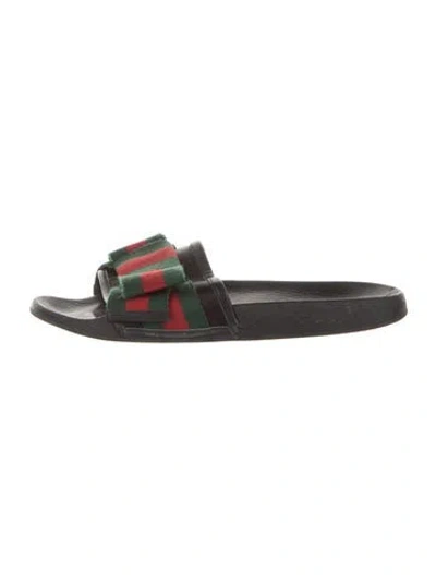 Pre-owned Gucci Web Accent Rubber Slides In Multi