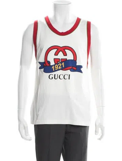Pre-owned Gucci Web Accent Scoop Neck T-shirt In White