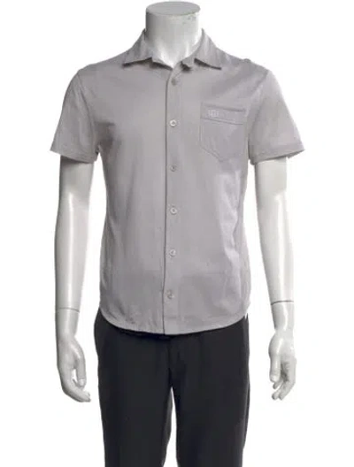 Pre-owned Gucci Web Accent Short Sleeve Shirt In Gray
